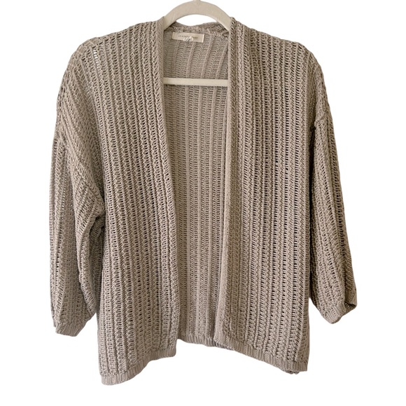 Women's Grade and Gather Beige Cotton Blend Open Front Cardigan Size Small - Picture 9 of 11